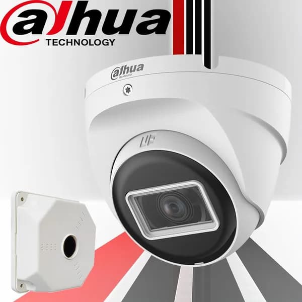 Dahua DH-HAC-T2A51P-U-0280B-S2. Уличная купольная HDCVI-видеокамера 5Мп + монтажная коробка