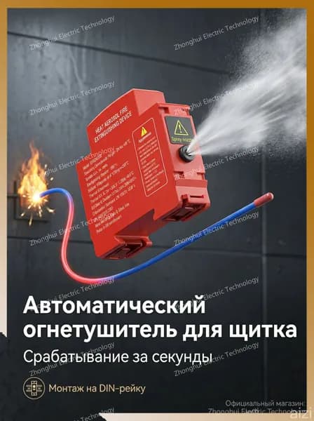 Автономная установка аэрозольного пожаротушения, автоматический огнетушитель для автомобиля, электрощита и ИБП, крепление на DIN-рейку, термоактивирующийся, 10г