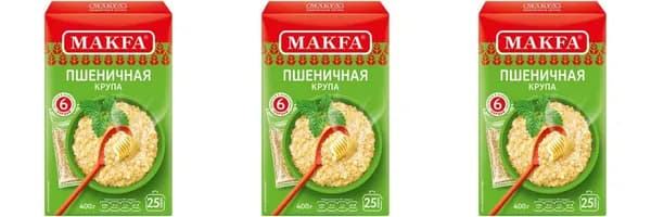 Makfa/ Крупа Пшеничная, 6 пакетов, 400 г, 3 уп