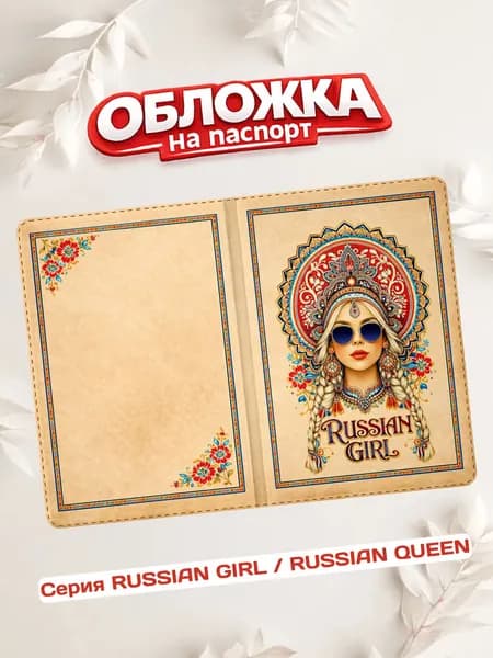 Обложка на паспорт прикольная женская Russian Girl (N-501)