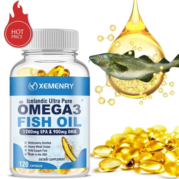 Капсулы XEMENRY с маслом глубоководной рыбы -содержат Омега-3, ЭПК, ДГК - для здоровья сердечно-сосудистой системы и суставов