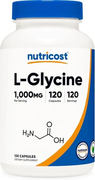 Nutricost L-Glycine 1000 мг, 120 капсул, Вегетарианская, без ГМО и без глютена