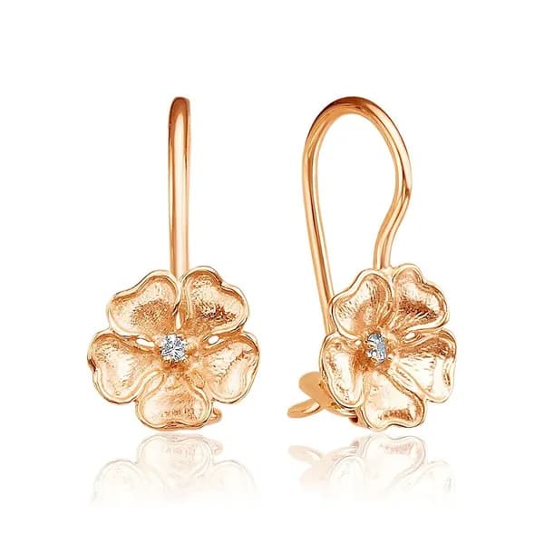 Серьги женские с фианитами из красного золота 375 пробы 585GOLD