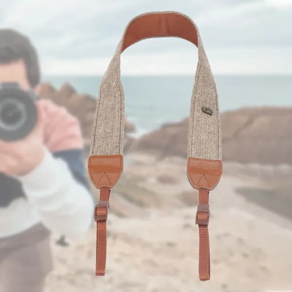 Ремень для камеры из хлопка коричневого цвета, регулируемая длина до 120 см, ширина 4 см