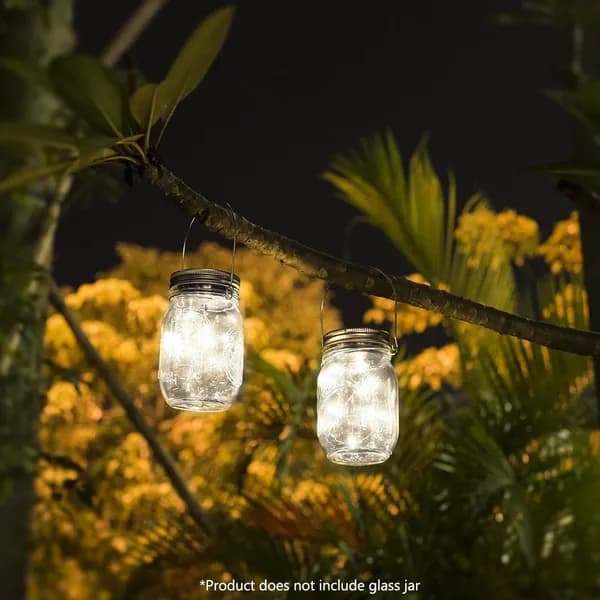 Солнечная LED-крышка для банки Мейсона, белый свет, 10 LED, 1 м