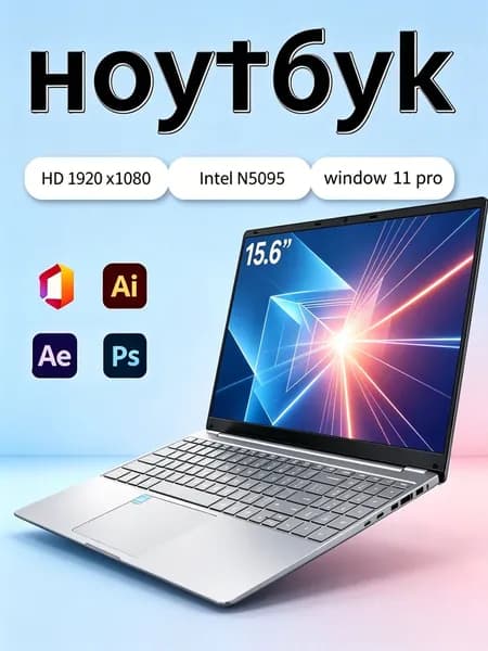 Автономный портативный ноутбук 15.6 FHD N5095A 16 ГБ ОЗУ 1024 ГБ SSD Игровой ноутбук 15.6", Intel Core E8290, RAM 16 ГБ, SSD 1024 ГБ, Windows Pro, черный матовый, бирюзовый, Русская раскладка