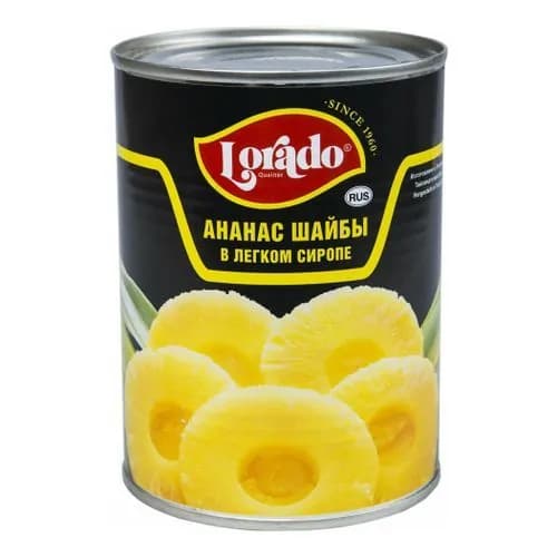 Lorado Ананасы шайбы в сиропе, 580 мл