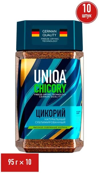 Цикорий Uniqa Chicory растворимый сублимированный 95 г, набор: 10 штук
