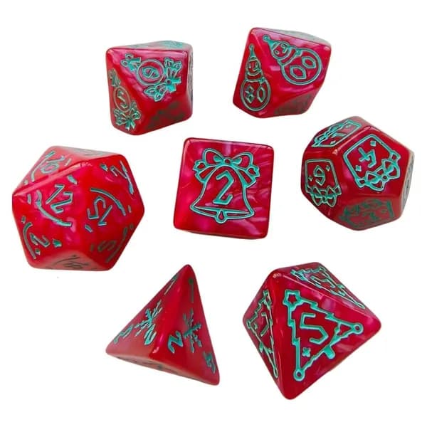 7 кубиков D4 D8 D10 из акрила, Роза красная