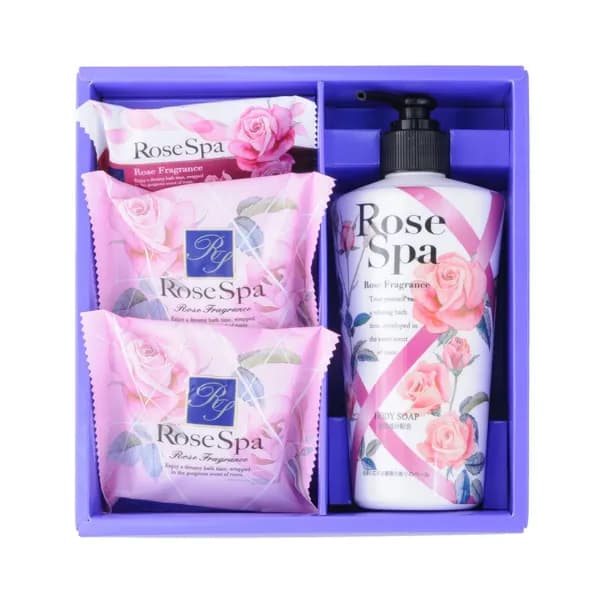 CLOVER Подарочный набор жидкого и твердого мыла "Роза SPA", 80г*2шт., 30г*1шт, 250мл*1шт, арт. 123300