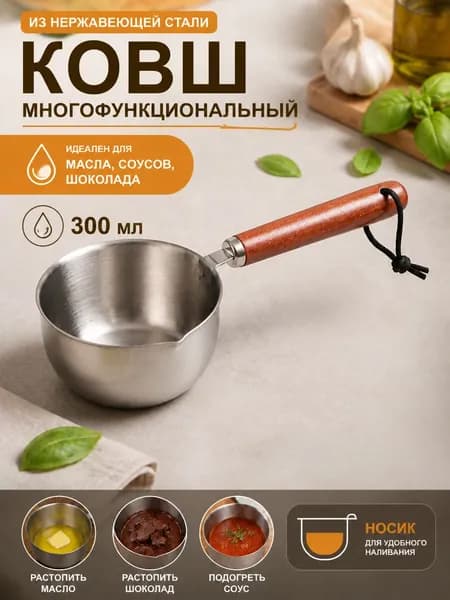 Кухонный ковш 0.3 л, нержавеющая сталь