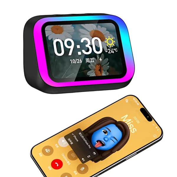 Умная колонка TF26Pro с RGB-подсветкой, чёрная, физические кнопки, разъём Type-C