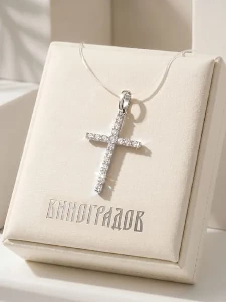 Золотой крестик 585 пробы с фианитами