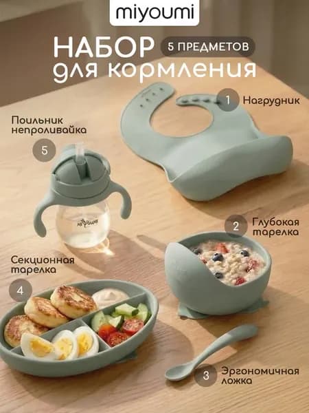 Набор детской посуды для кормления силиконовый