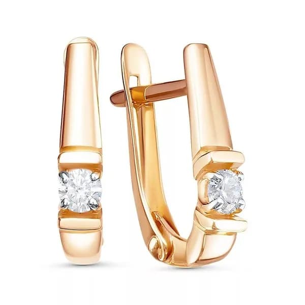 Серьги женские с фианитами из красного золота 375 пробы 585GOLD