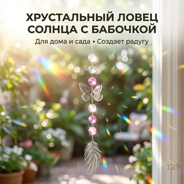 Серебряный хрустальный ветряной колокольчик с бабочкой, подвесное украшение