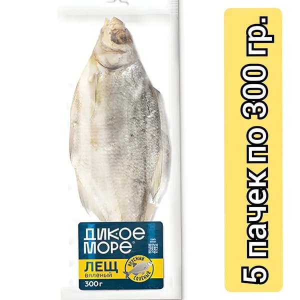 Дикое море Лещ вяленый неразделанный, 300 гр./5 шт.