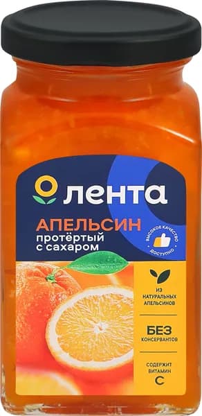 Апельсин ЛЕНТА протертый 370 г с сахаром