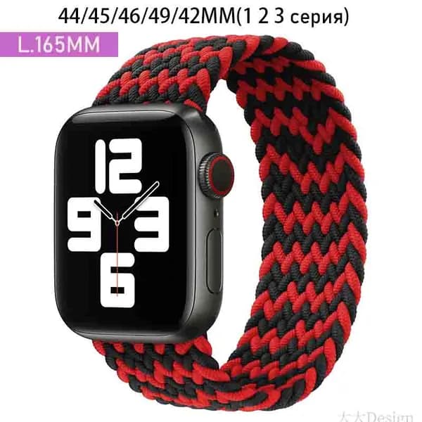 Нейлоновый ремешок для Apple Watch 42/44/45/49 mm, для series 1 2 3 4 5 6 7 8 9 SE Ultra,46mm(10 серий), размер L,Эластичный плетеный браслет