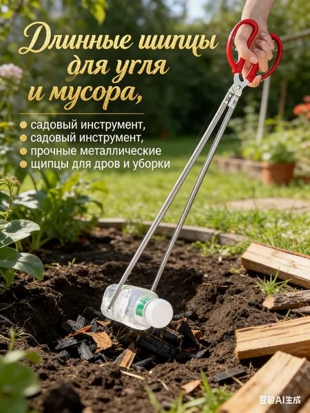 Длинные щипцы для угля и мусора, садовый инструмент, прочные металлические щипцы для дров и уборки