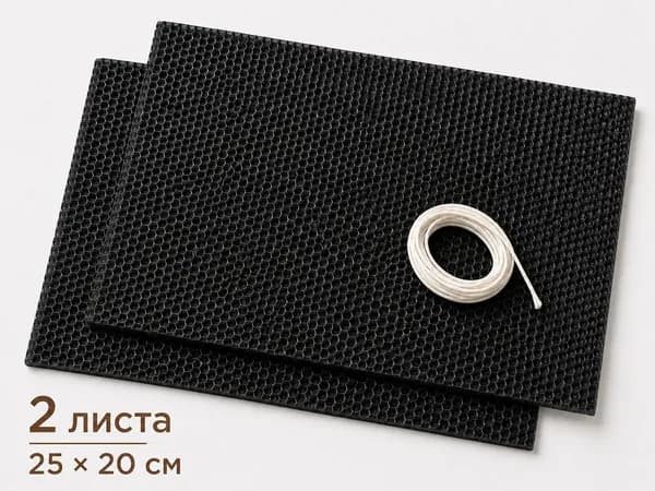 Вощина для свечей цветная, 2 листа 25 20 см, с фитилем, набор для изготовления свечей своими руками