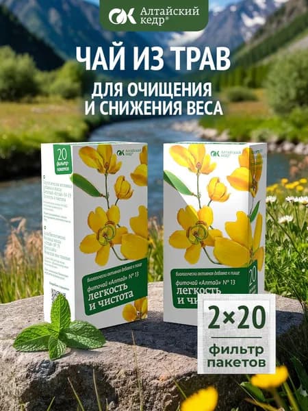 Фиточай Алтай № 13 Легкость и чистота, 2 пачки по 20 фильтр-пакетов по 2,0 г