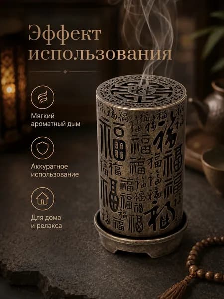 Курильница для благовоний металлическая, подставка для благовоний палочек, держатель для ароматических палочек, конусов и спиралей, декор дзен, 1 шт