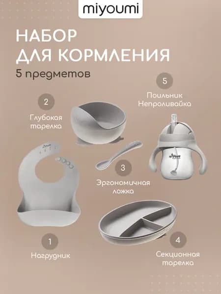 Набор детской посуды для кормления силиконовый