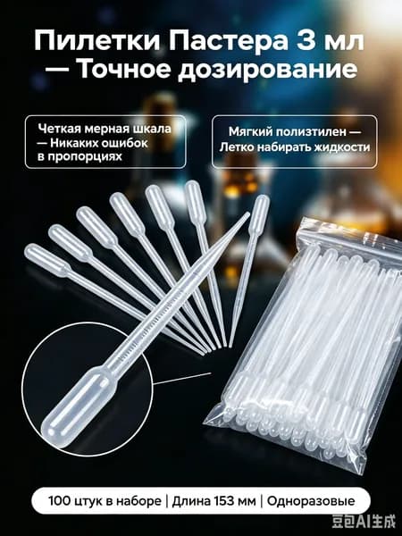 Пипетки Пастера одноразовые 3 мл, мерные пластиковые-Pipette-Set, для мыловарения эпоксидной смолы и творчества.