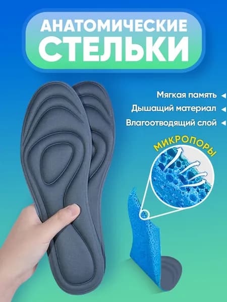 3ANGNI стельки для обуви женские,анатомические стельки, от запаха и пота, мягкие, 1 пара