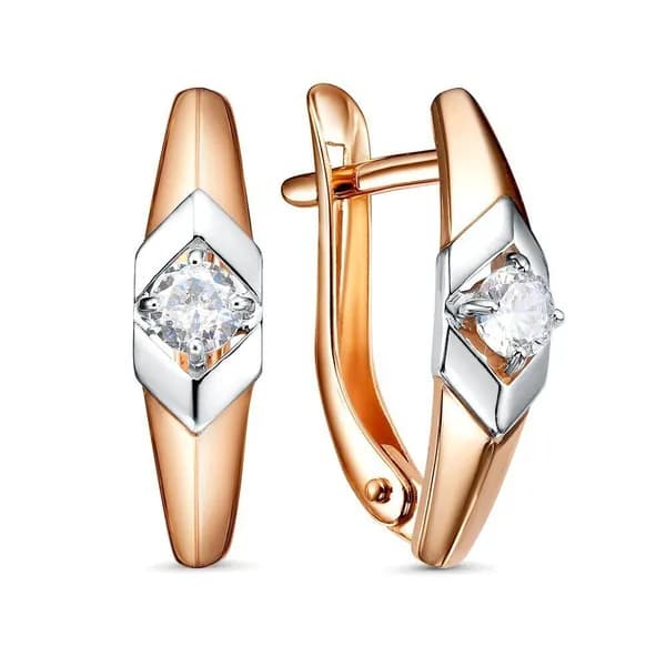 Серьги женские с фианитами из красного золота 375 пробы 585GOLD