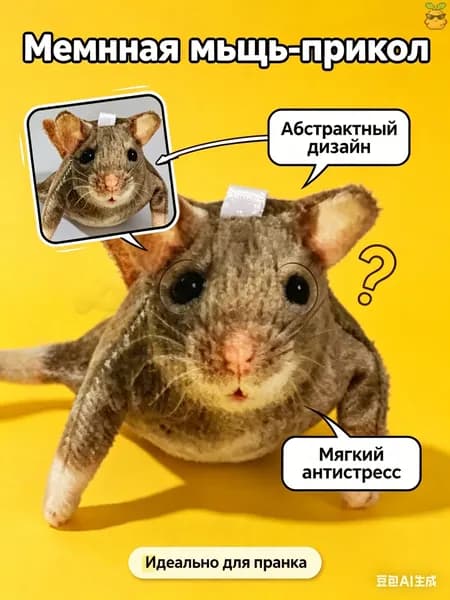 Брелок-подвеска на рюкзак плюшевая мышь, смешной мемный антистресс подарок