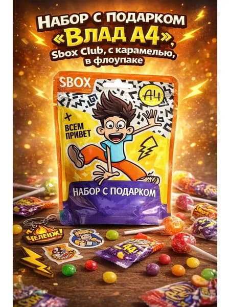 Набор с подарком Влад А4 , Sbox Club, с карамелью 1 шт