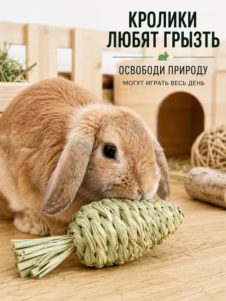 Игрушка для домашних животных, изготовленная вручную из натуральной травы, подходит для кроликов, хомяков и грызунов, способствует здоровому стачиванию зубов.