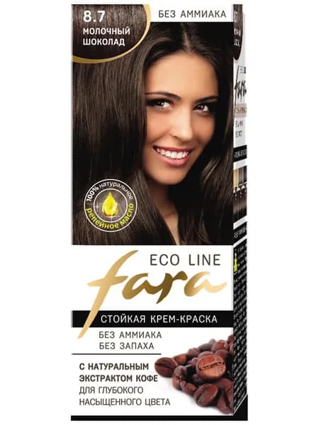 FARA Eco Line Стойкая крем-краска для волос тон 8.7 молочный шоколад, 100 мл