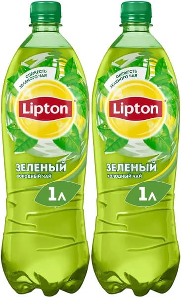 Холодный чай Lipton зеленый, комплект: 2 бутылки по 1 л