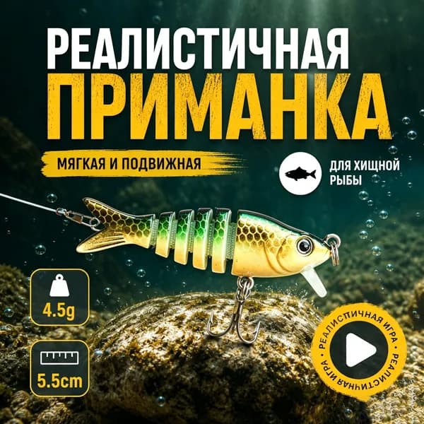 Воблер На Щуку Составной Свимбейт 5.5cm/4.5г