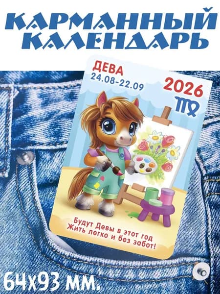 Карманный календарь "Дева" 93х64 мм., 2026 год