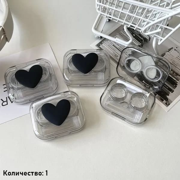Футляр для контактных линз в форме сердца и бантика, контейнер для жидкости для ухода за глазами