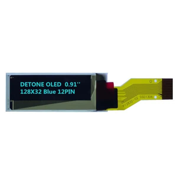 0,91-дюймовый OLED-экран, синий дисплей, 12-контактный 128x32-точечный матричный накопитель SSD-1306, последовательный порт