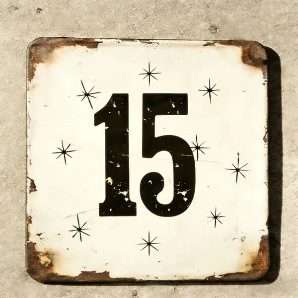 Табличка с номером дома 15 классическая, металл, 20х20 см.