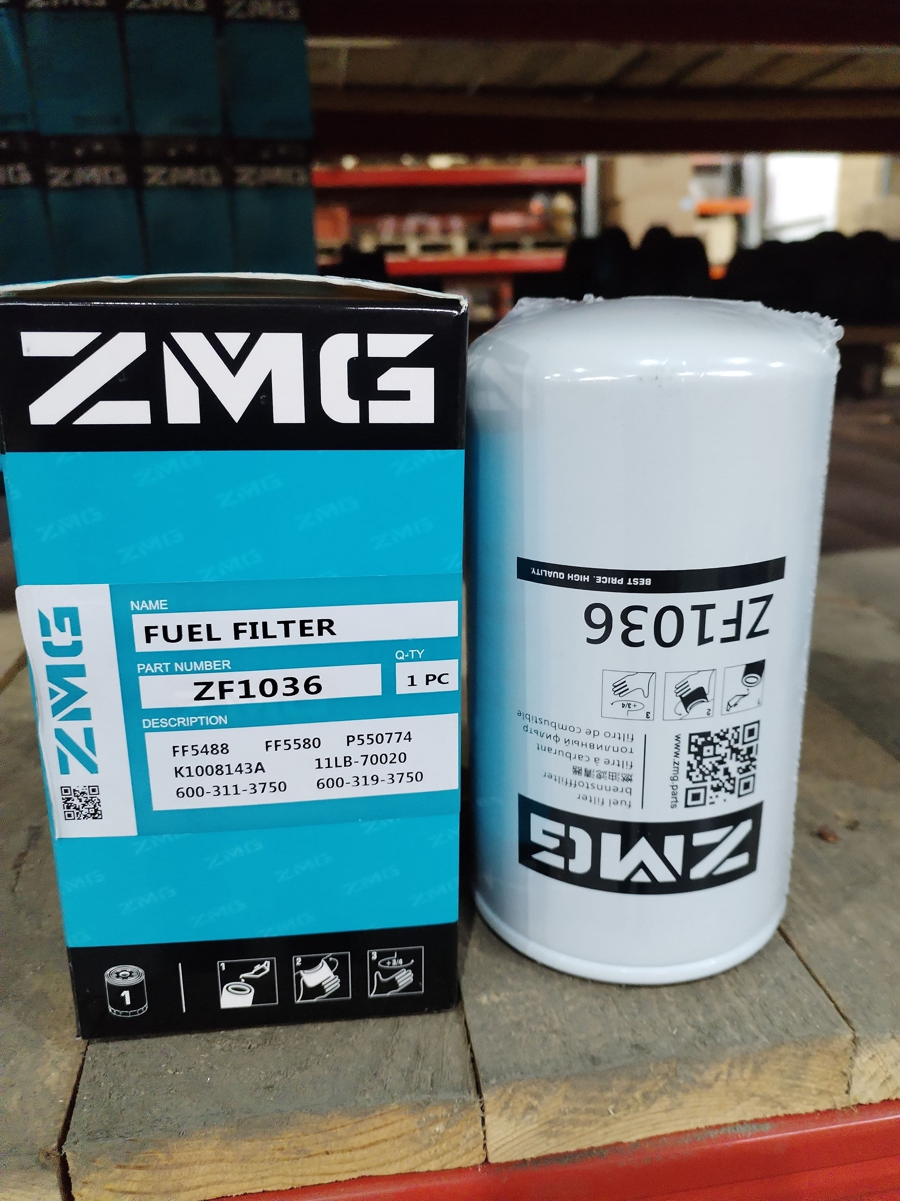 Фильтр топливный ZMG ZF1036 (FS1280; P551329; J903410; 851-01-0262; 76107829) Volvo Komatsu Hyundai Manitou Yutong Cummins