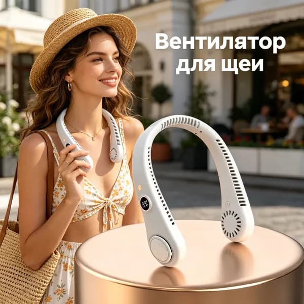 Безлопастной шейный вентилятор с дисплеем заряда батареи, портативный охладитель для шеи, без рук для дачи, прогулок, поездок, пляжа, работы, спорта, беспроводной переносной кулер от жары летом