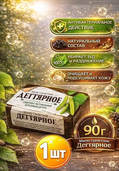 Мыло туалетное Нэфис Дегтярное, 140 г х 1шт
