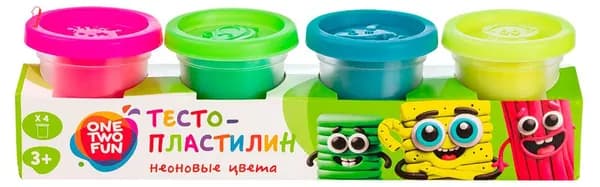 Тесто-пластилин Неоновые цвета, 4 шт х 50 г,(набор из 1 шт)