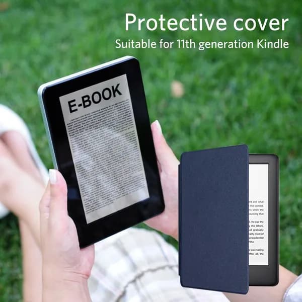 Чехол для Kindle Paperwhite 5 (2021): ПУ + поликарбонат, подставка, тёмно-синий