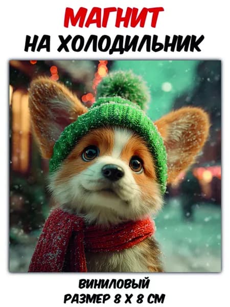 Магнит на холодильник "Корги" ,виниловый,гибкий.