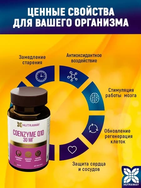 Коэнзим q10 витамины Coenzyme Q10 комплекс anti age 60 капсул, NUTRAWAY
