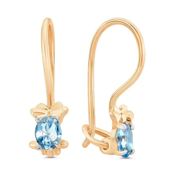 Серьги детские с фианитами из красного золота 585 пробы 585GOLD