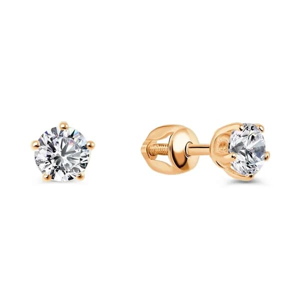 Серьги женские с фианитами из красного золота 585 пробы 585GOLD